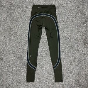 Lululemon‎ Run Crew Tight Dark Olive Obsidian Sage Leggings Womens 4 Athleisure